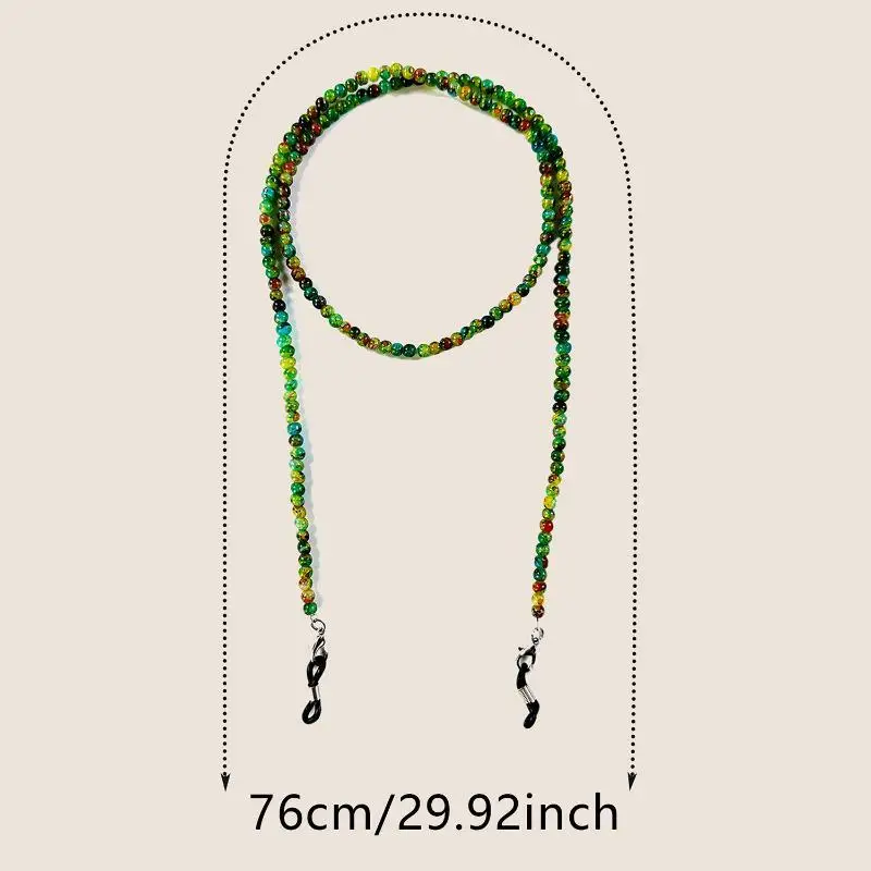 Leichte, farbige Brillenkette aus Glas, Vintage-Design, handgefertigte Perlen, Brillenband zum Aufhängen, verstellbar, verhindert das Verlieren der Brille, Maskenkette für Damen und Herren. – Detail 2
