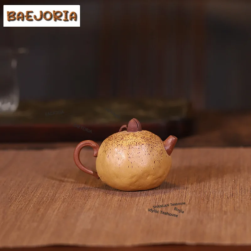 BAEJORIA 100ml Yixing Purple Clay Teapots Handmade Pomegranate Pot Raw Ore Section Mud Powder Syrup Kettle Zisha Tea Set Gift