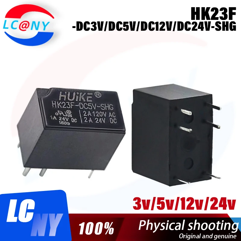 5Pcs HUIKE Relay HK23F HK23F-DC5V-SHG HK23F-DC12V-SHG HK23F-DC24V-SHG 2A 6PIN 5V 12V 24V Power Relay HK23F-DC12V-SHG