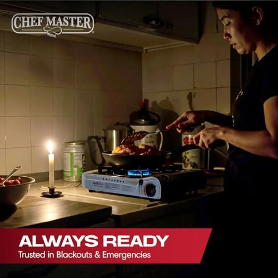 موقد Grill Boss المزدوج للوقود مع علب البيوتان 4 × 8 أونصة 12000 وحدة حرارية بريطانية موقد محمول للتخييم في الهواء الطلق وإعدادات الطوارئ