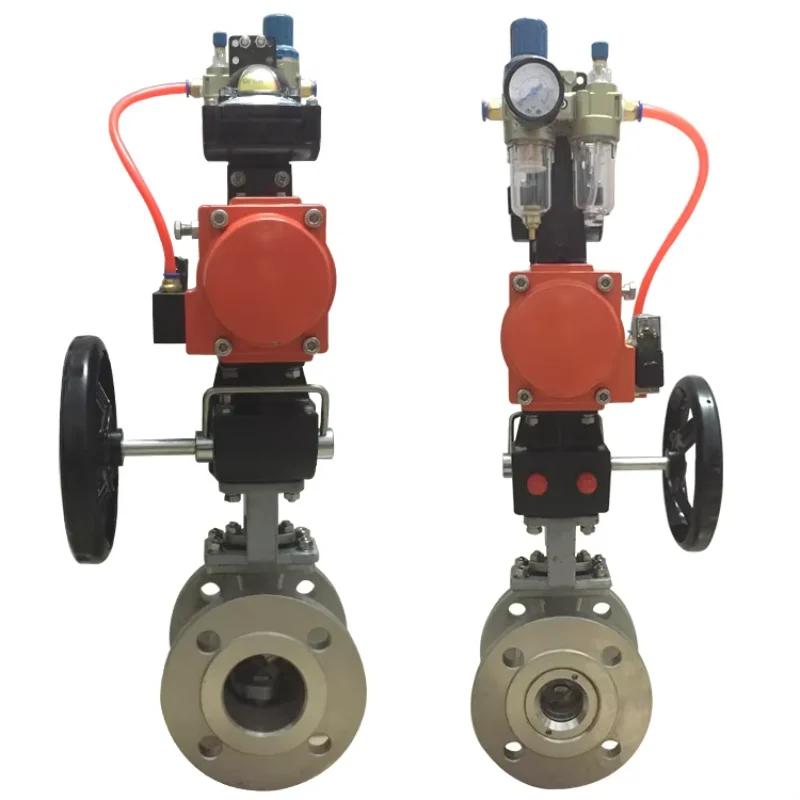 

DN50 CF8M 2 Way Pneumatic Actuated Stainless Steel PTFE Flanged V Port Valve Segment Ball Valve With Pneumatic Actuator