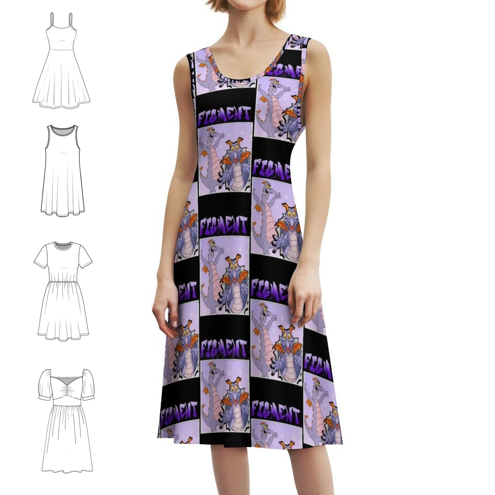 

Vintage Cartoon Movie-Classic Cartoon Kids Floral Smock Dress For Women Spring Summer Casual Dress For Party 80S Figment Funny