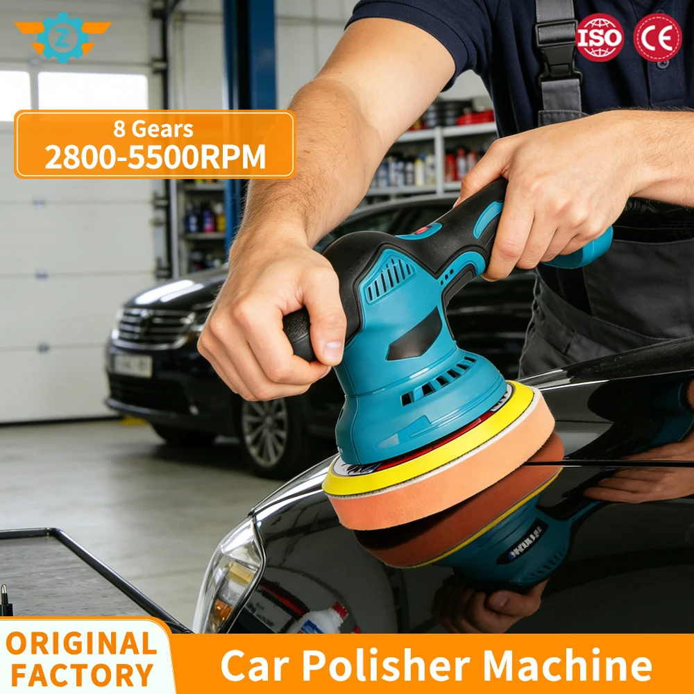 Car Polisher Machine 8 Gears 2800-5500RPM Portable Multi-Function Lithium Battery Car Beauty Waxing Electric Polishing Device