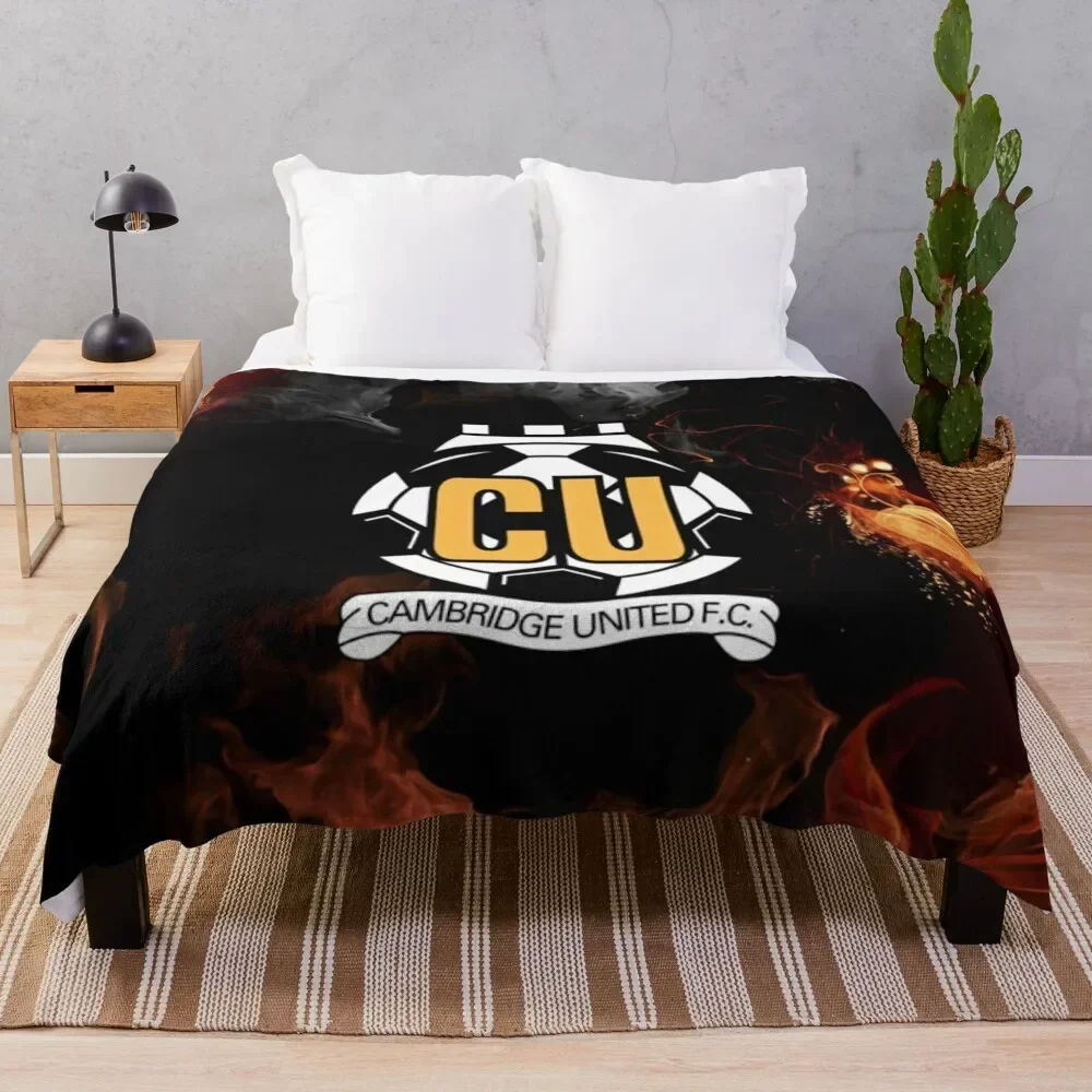 cambridge united fc Throw Blanket Plaid on the sofa Furry Flannel Fabric Decoratives Blankets