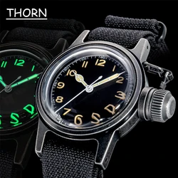 THORN PVD Watch For Men 36MM Diameter Retro Men Military Watch NH35 Movement Automatic C3 Super Luminous 200M Waterproof