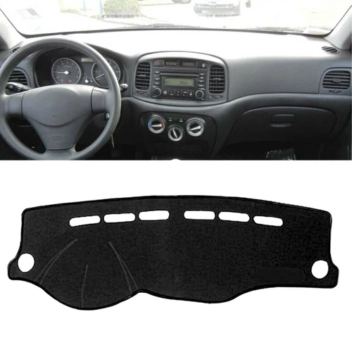 Imagen 1 del producto Cubierta de salpicadero, alfombrilla para salpicadero, almohadilla solar de poliéster negro, compatible con Hyundai Accent 2006 2007 2008 2009 2010 2011, alta calidad, nuevo