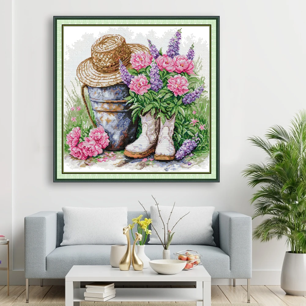 

Joy Sunday Cross Stitch Kit Garden HD Pattern Aida 16CT 14CT 11CT Counted Printed Canva DIY Embroidery Kits Home Decor New