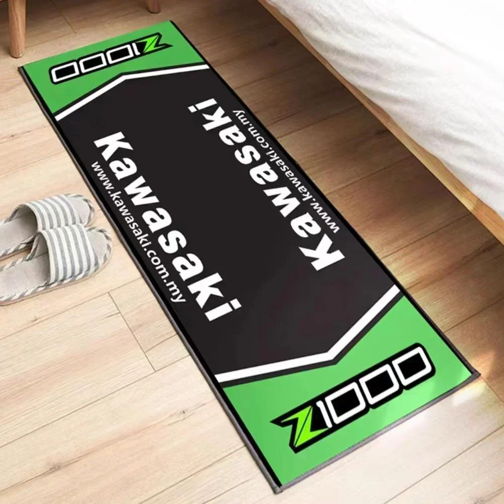 Garage Mat Motorcycle Carpet Racing Cool Moto Display Kawasaki Carpet for Kawasaki Motorcycle Area Rug Anti-slip Floor Decor Rug - afbeelding 1