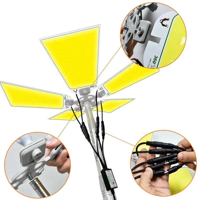 Manufacturer 360light Telescopic Rod 5 Boardscob COB Camping lights Outdoor Multifunction Camping Light With Remote