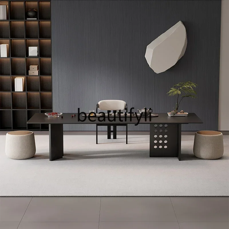 

D25Tea table rock slab tea table and chair combination light luxury high-end home living room office