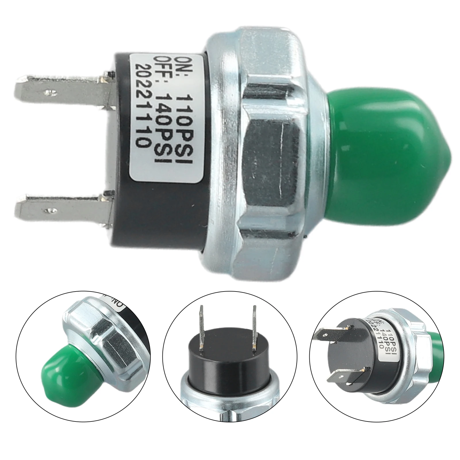 Air Compressor Pressure Switch 70-100/90-120PSI Aluminum Alloy Compressor Pressure Switch Control 1/4'' NPT Connector