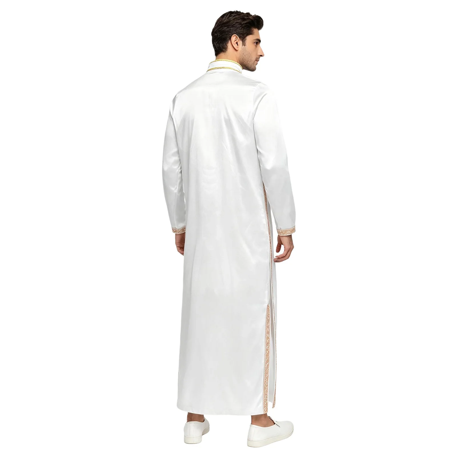 Men's Muslim Islamic Satiny Arab Kaftan - alternate angle