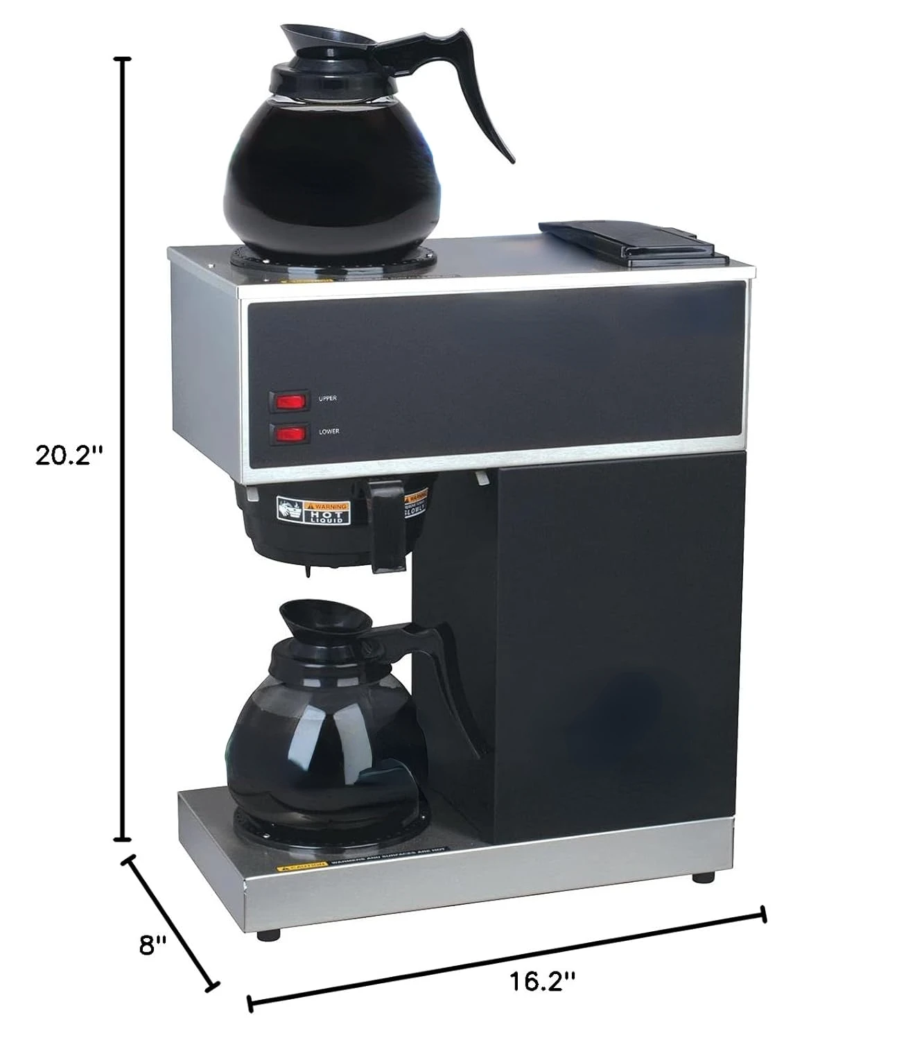 33200.0015 VPR-2GD 12-Cup Pourover Commercial Coffee Brewer with Upper and Lower Warmers and Two Glass Decanter