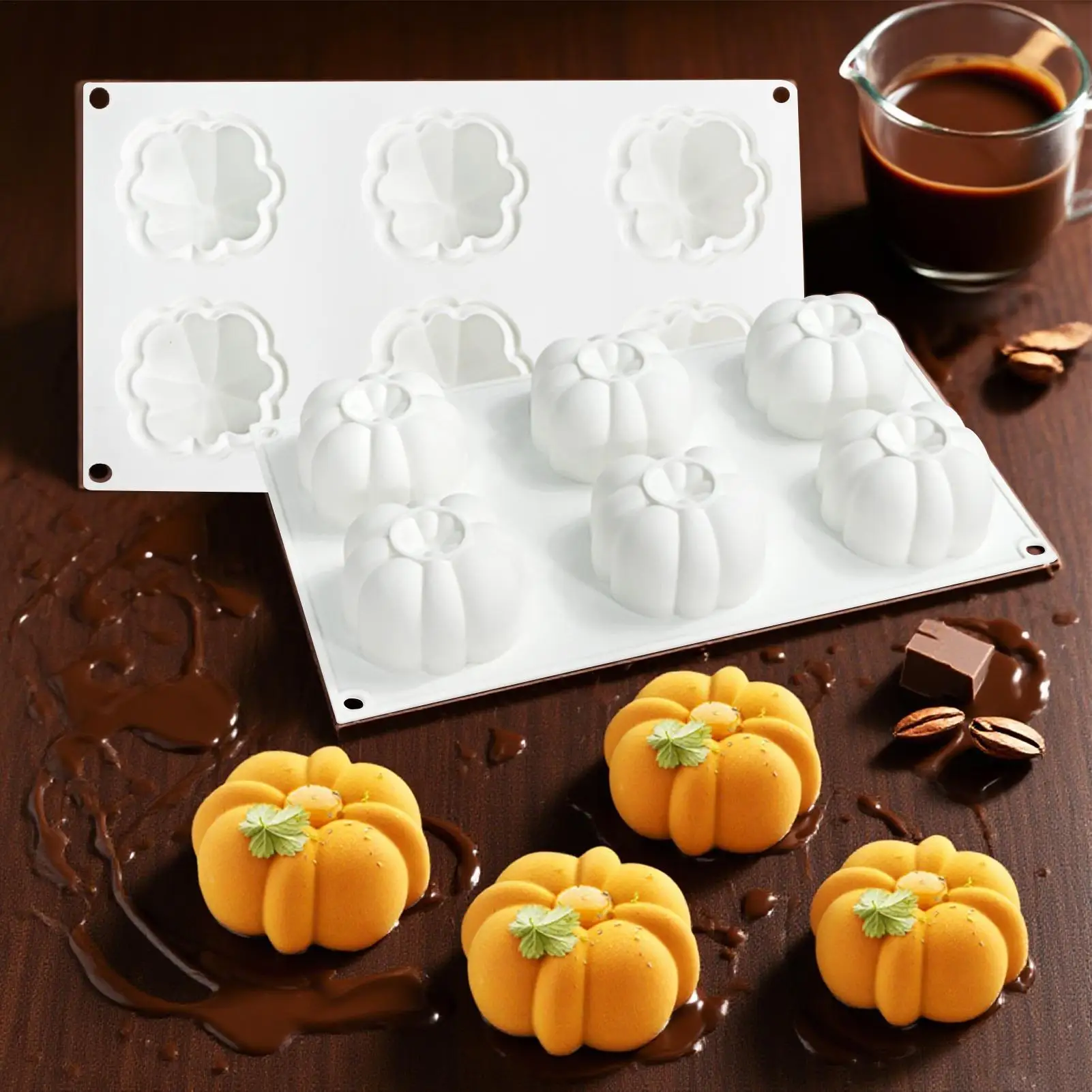 

Pumpkin Silicone Mold Thanksgiving Fall Theme Ice Cubes Tray Silicone Mold Making Muffin Chocolate Harvest Cake Decoration Mould