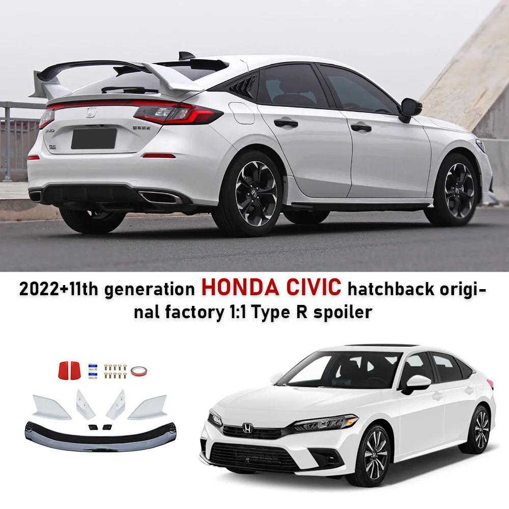 

Type R Spoiler For Honda Civic Hatchback Gen 11th 2022+ Baking Paint Sport Body Kit rear Spoiler Honda Accessories Car Update