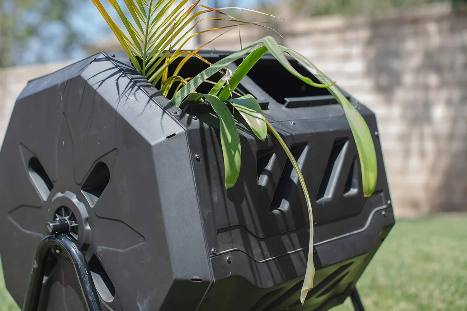 كوب سماد مزدوج الغرفة سعة 42 جالونًا للحديقة، أسود - سلة سماد خارجية فعالة #4