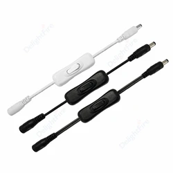 Cable de extensión de alimentación de CC, interruptor de luz de encendido/apagado, 5V, 12V, 5,5mm, 2,1mm, conector macho hembra para tira de luces LED, lámpara de bombillas