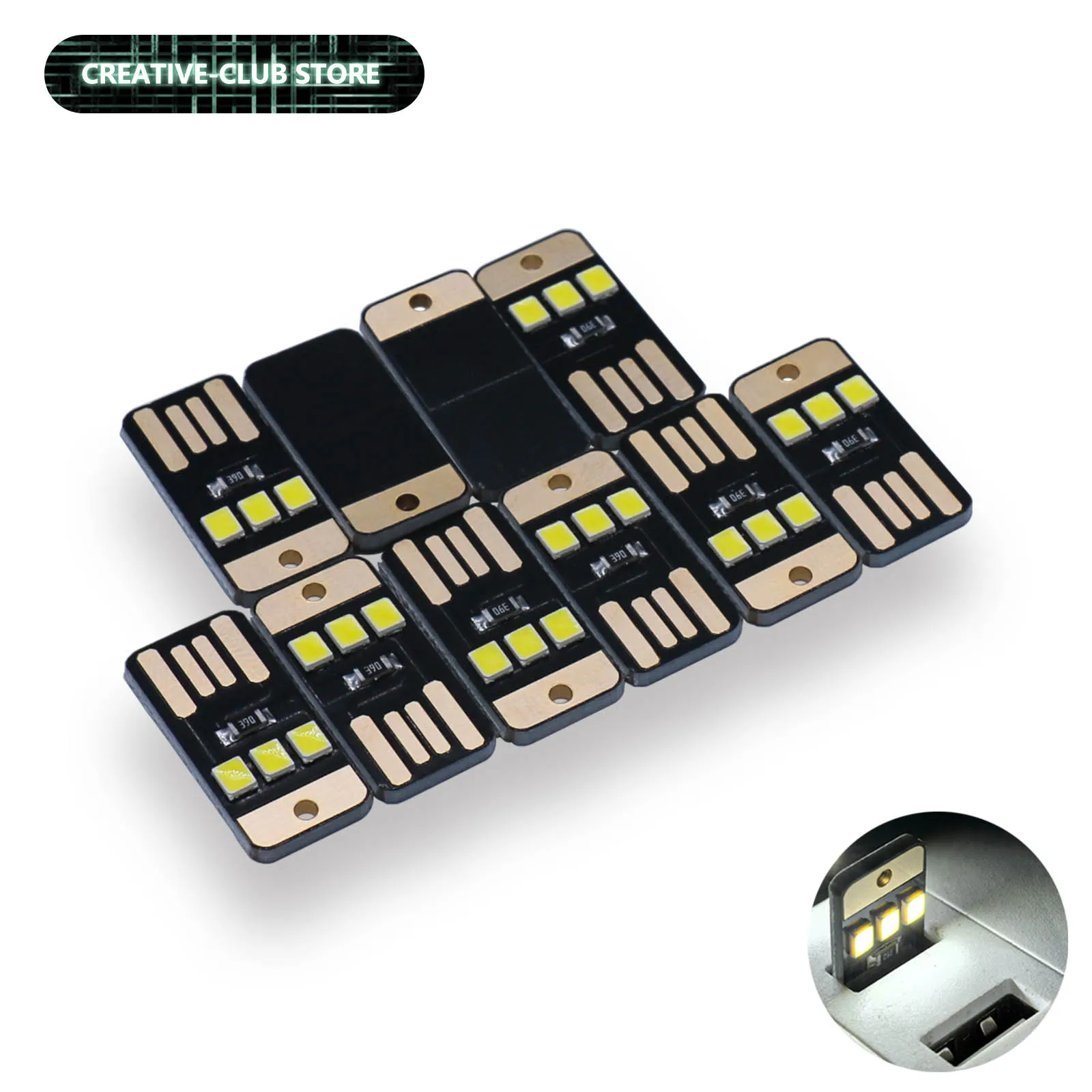 

10Pcs Portable Mini 5730 USB 3 LED Light DC5V Sensor Dimmable Night Light for Power Bank Computer Laptop Book Reading Lamp