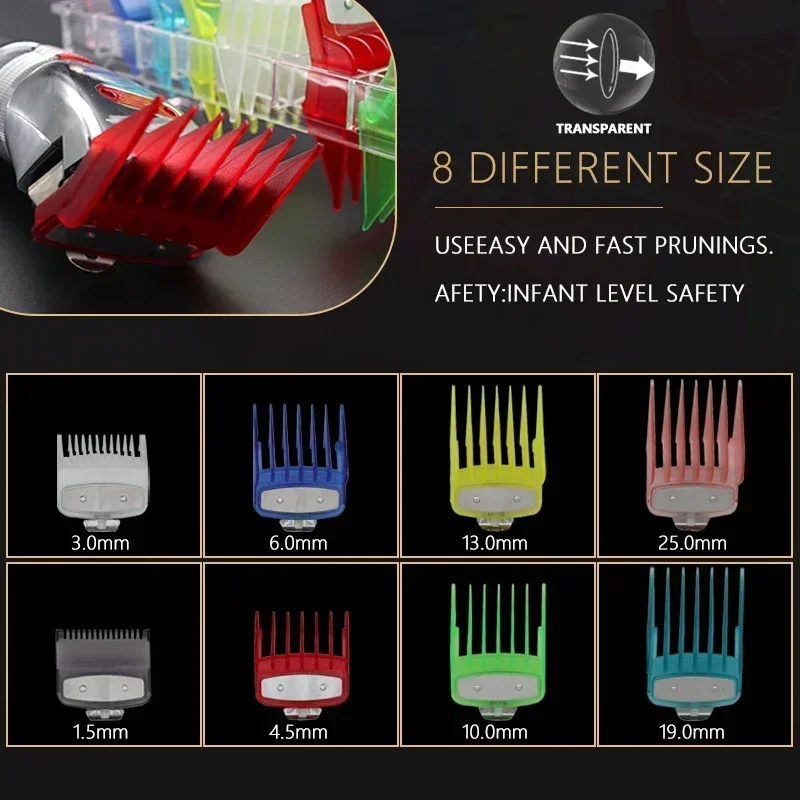 1 peça universal transparente máquina de cortar cabelo guardas para wahl madeshow clipe de metal clippers acessórios barbeiro trimmer limite pentes