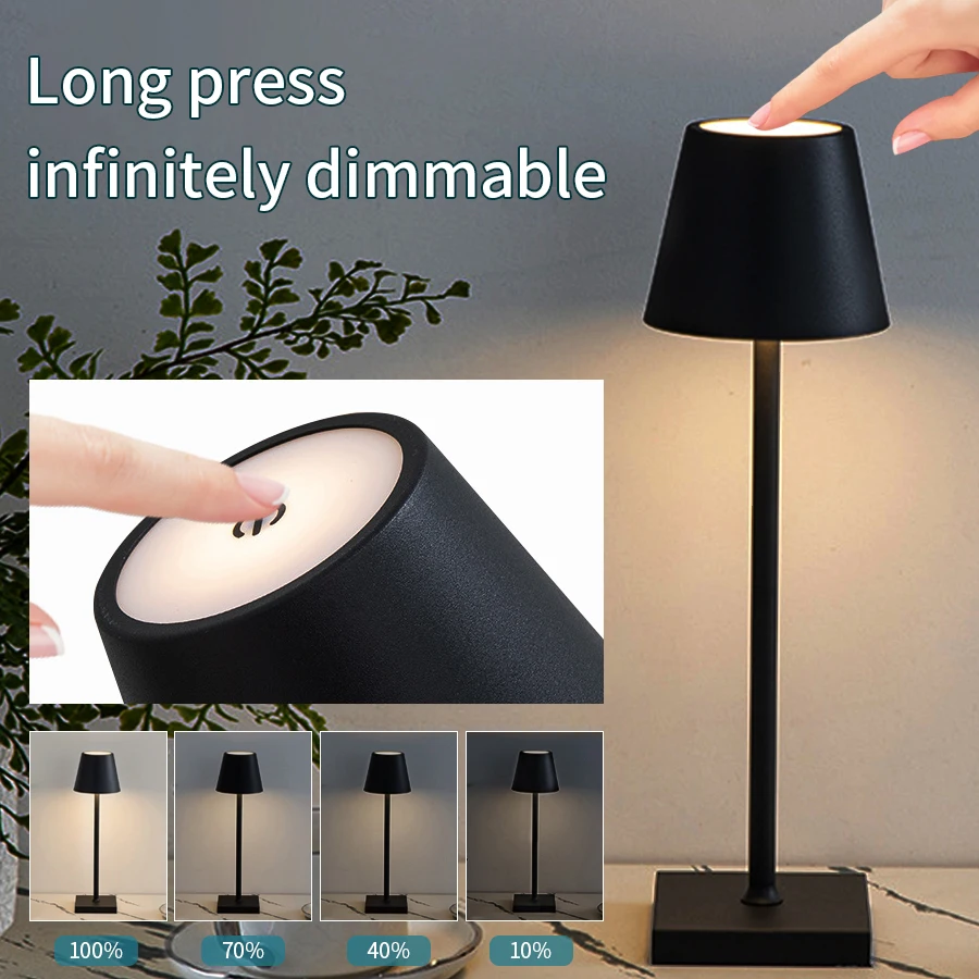 Lámpara LED de escritorio, lámpara de mesa recargable por Usb, Bar, restaurante, ambiente, lámparas táctiles inalámbricas, luces Led impermeables para dormitorio de Hotel