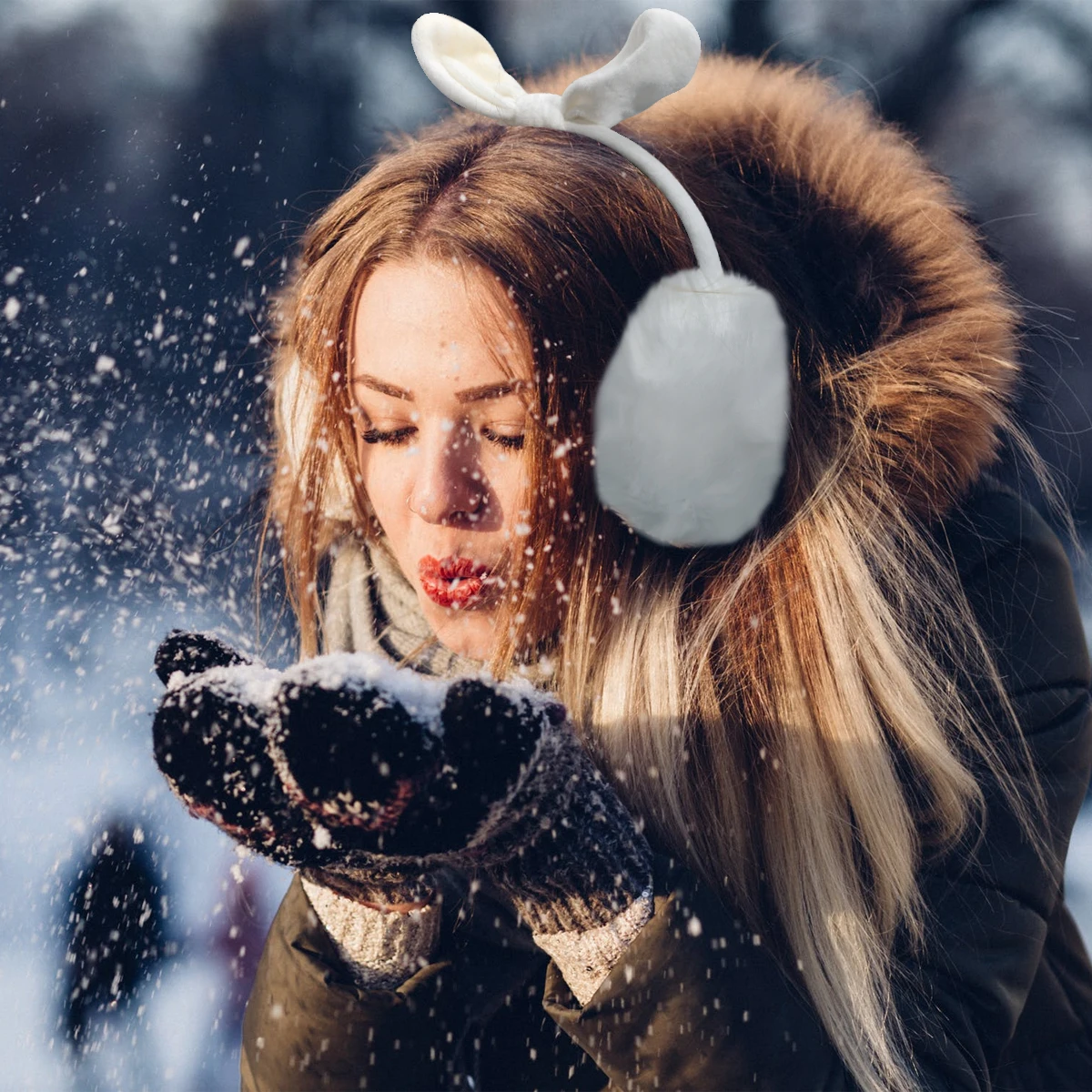 

Bowknot Warmers Warm Winter Ear Muffs For Women Girls Anti-Slip Soft Earmuffs White Lovely Headwear Christmas Gift Ear Covers