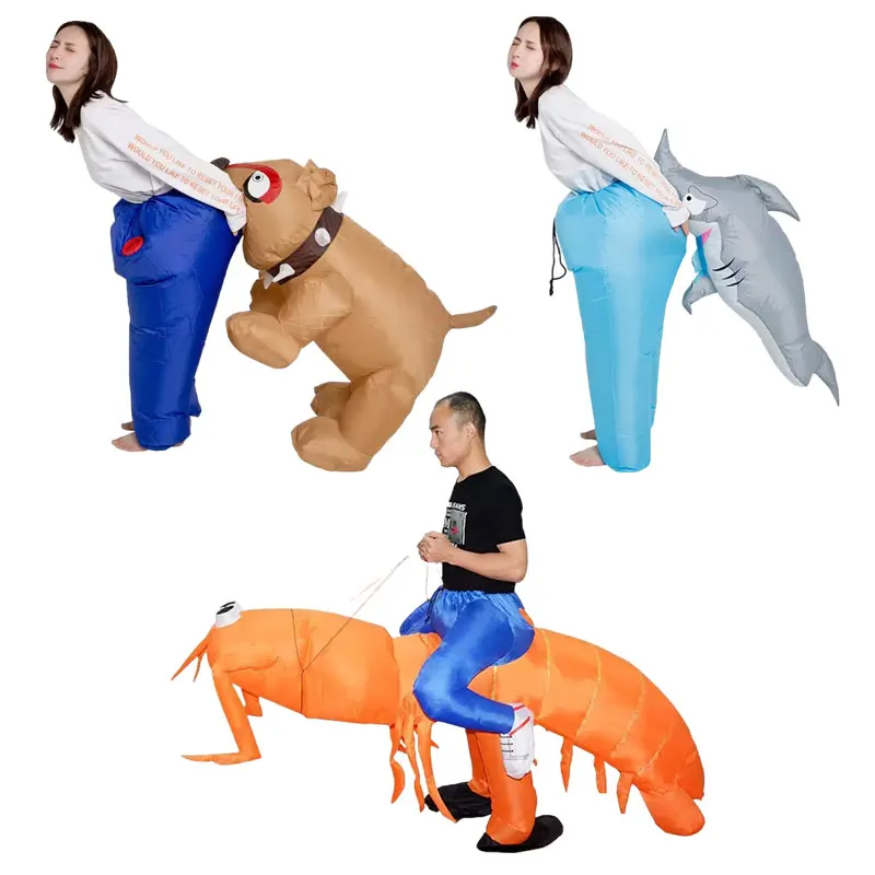 Halloween Funny Riding Shrimp Walking Inflatable Costume Festival Stage Performance Inflatable Clothing Props Cartoon Dog Bites