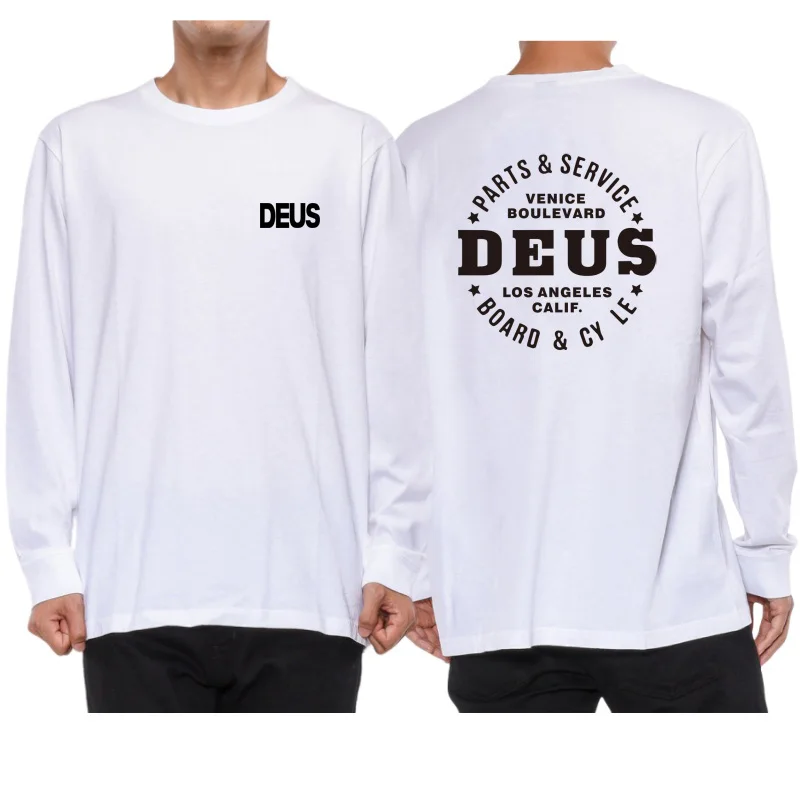 Y2K Men Women white Round Neck Cotton Long Sleeved fashion letter print graph T-shirt DEUS EX MACHINA spring Comfortable Top MTB