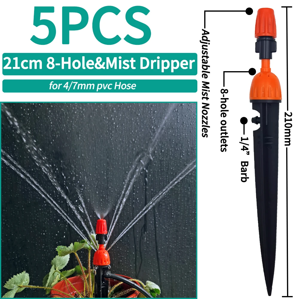 OASIS Gewächshaus Bewässerung Sprinkler Tropfbewässerung Garten Einstellbare Nebel Emitter Stake Micro Spray Rotierende Düse – Detail 2