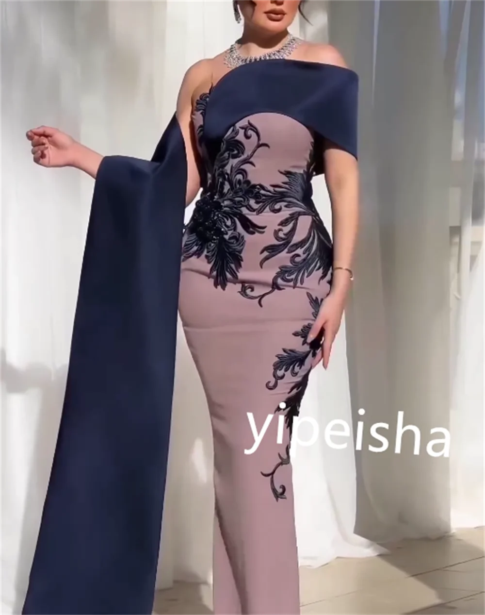 Exquisite Jersey Pattern Sheath Off-the-shoulder Long Dresses Cocktail Dresses Classic Simple Customized Formal Unisex