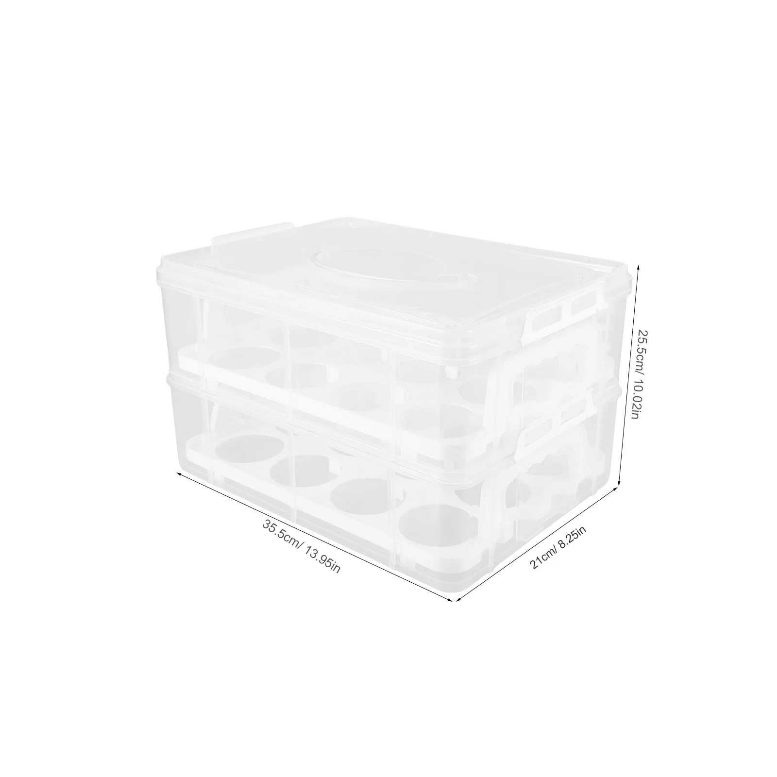 حامل كب كيك مع غطاء، حاوية تخزين مستطيلة شفافة متعددة الاستخدام، مقبض محمول، علبة تعبئة الحلوى، طبقة مزدوجة