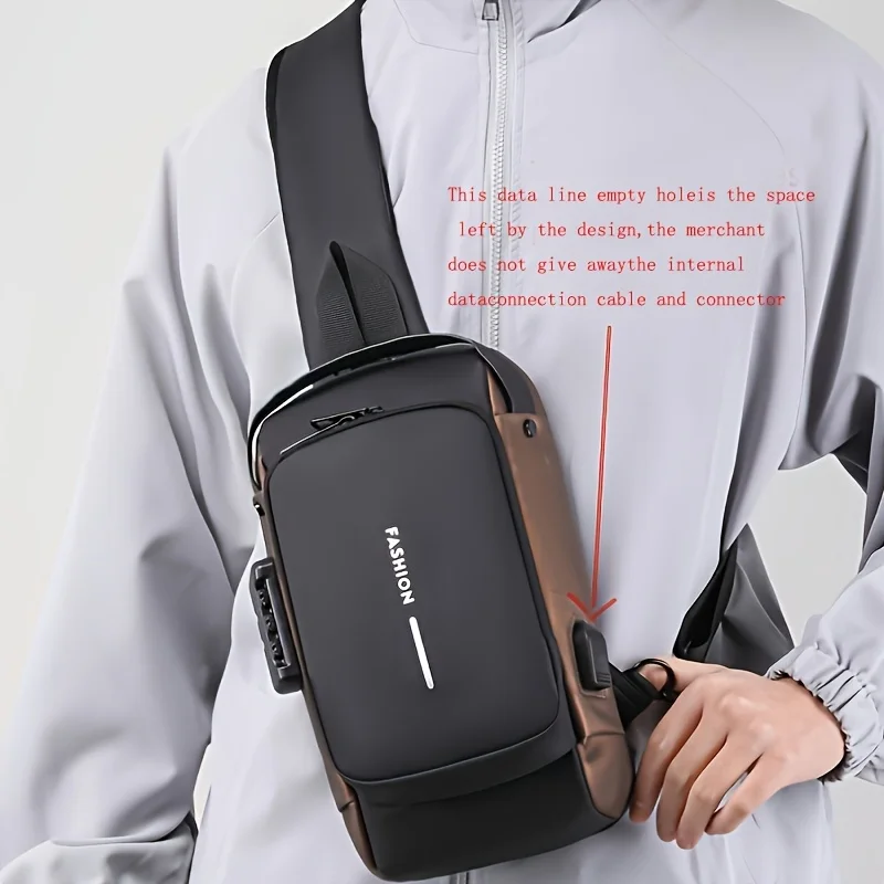 

Стильная мужская нейлоновая сумка-кроссбоди с кодовым замком, повседневная, на молнии, идеально подходит для прогулок