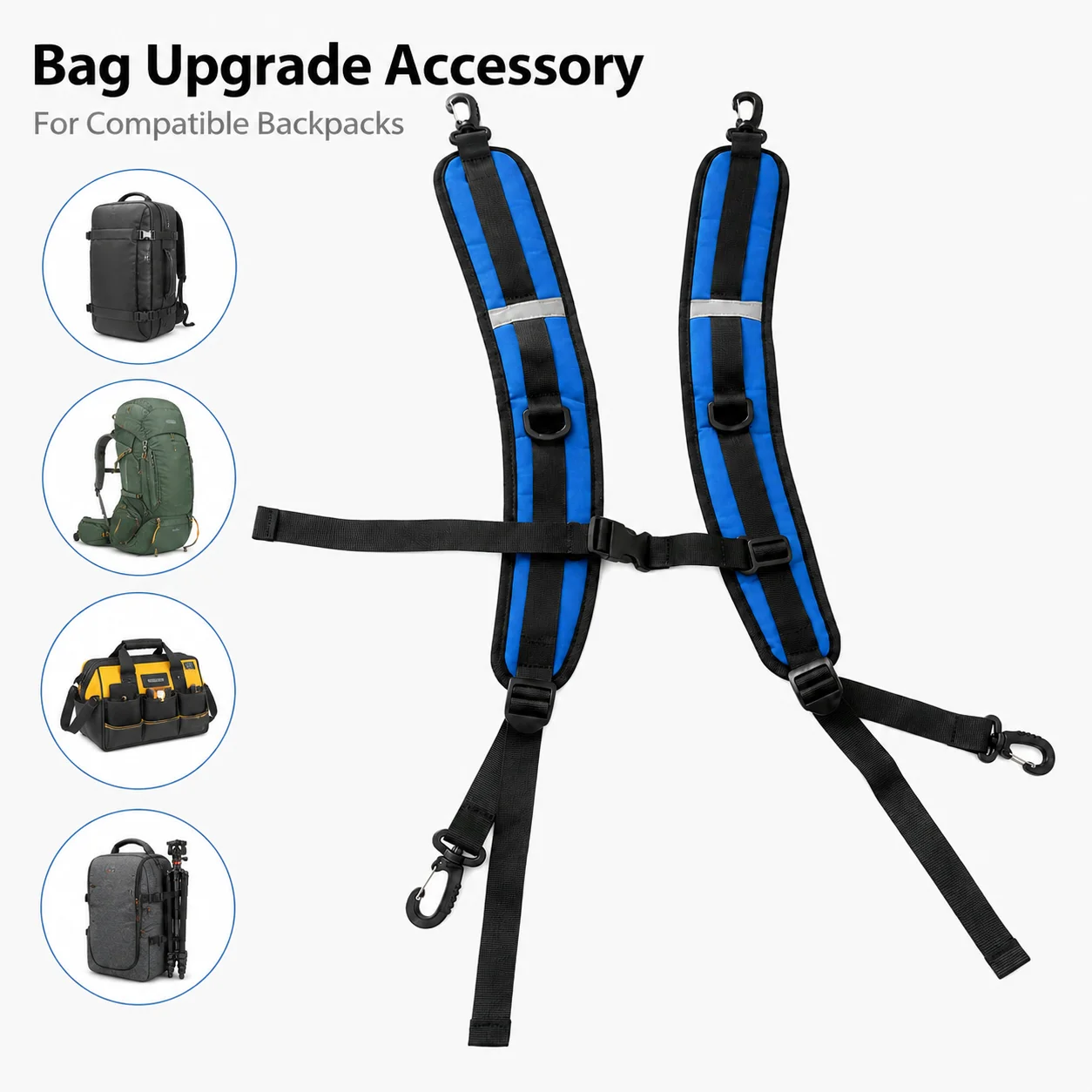 Adjustable Padded Backpack Replacement Shoulder Straps with Chest Strap Swivel Hooks for Travel Hiking School Bags