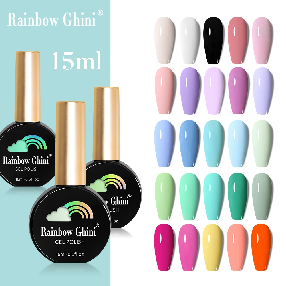 RG Macaroon 15MLเล็บเจลสีสวยกึ่งถาวรVarnishes Soak OffเจลUV LEDฐานSuper Top Matte Coatเจล