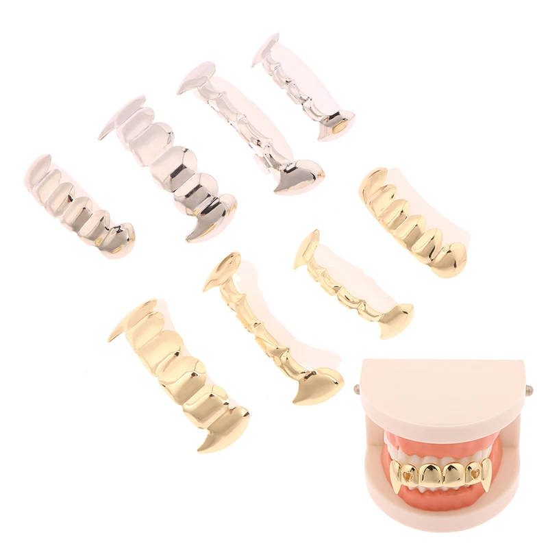 Hip Hop Teeth Grillz Caps Top & Bottom Grill Set For Christmas Party Vampire Teeth Grillz