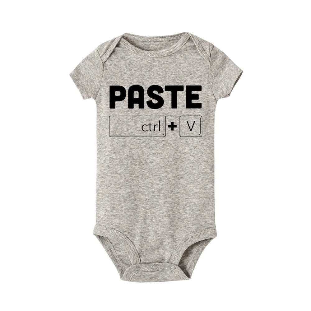 Copy Paste Twin Newborn Toddler Jumpsuit Ctrl+c Ctrl+v Print Funny Baby Clothes Boy Girl Short Sleeve Romper Infant Shower Gift