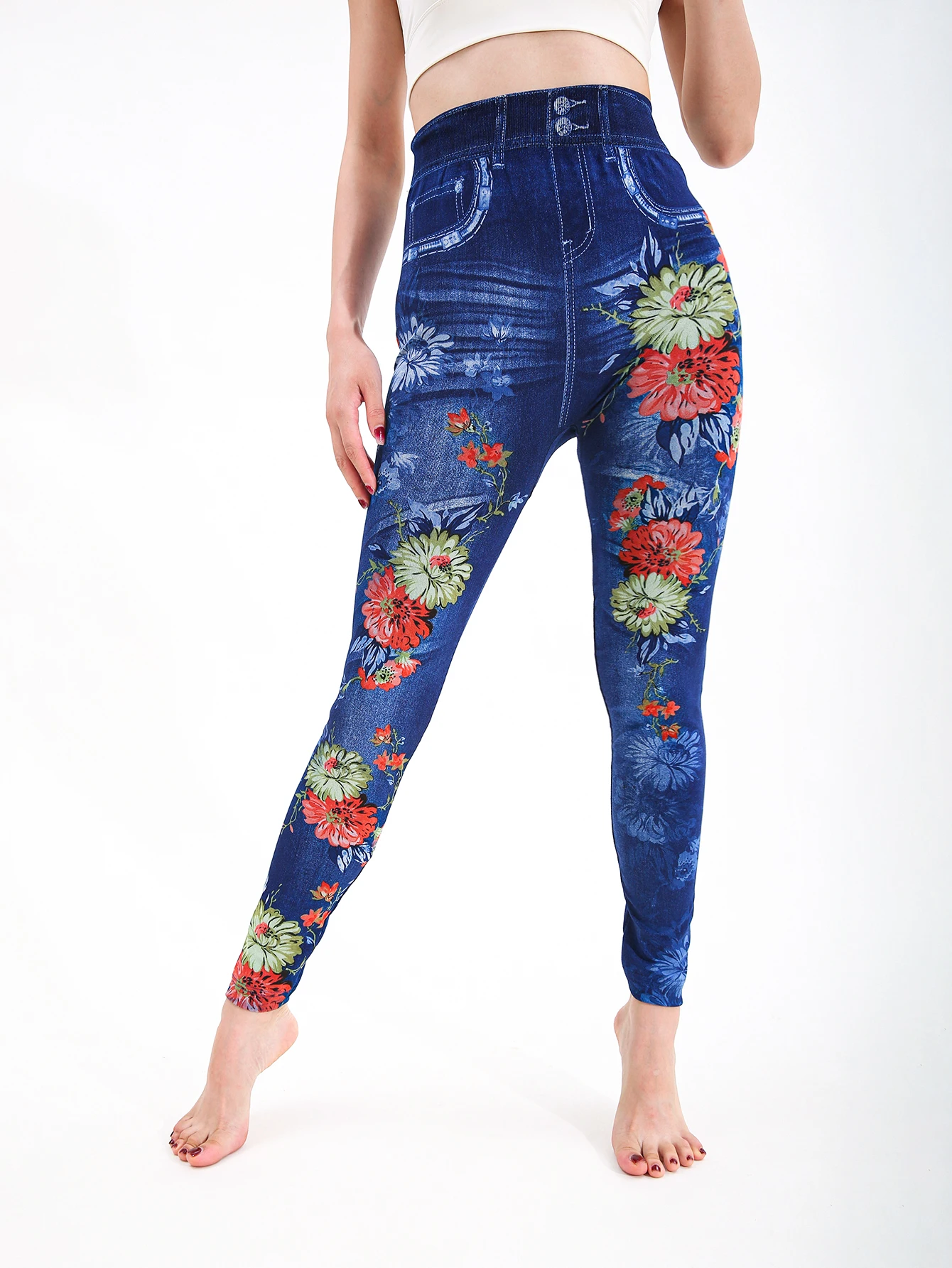 

Осень-зима, 1 упаковка, женские сексуальные узкие леггинсы с имитацией ковбойской хризантемы, повседневные спортивные элегантные брюки для фитнеса и йоги