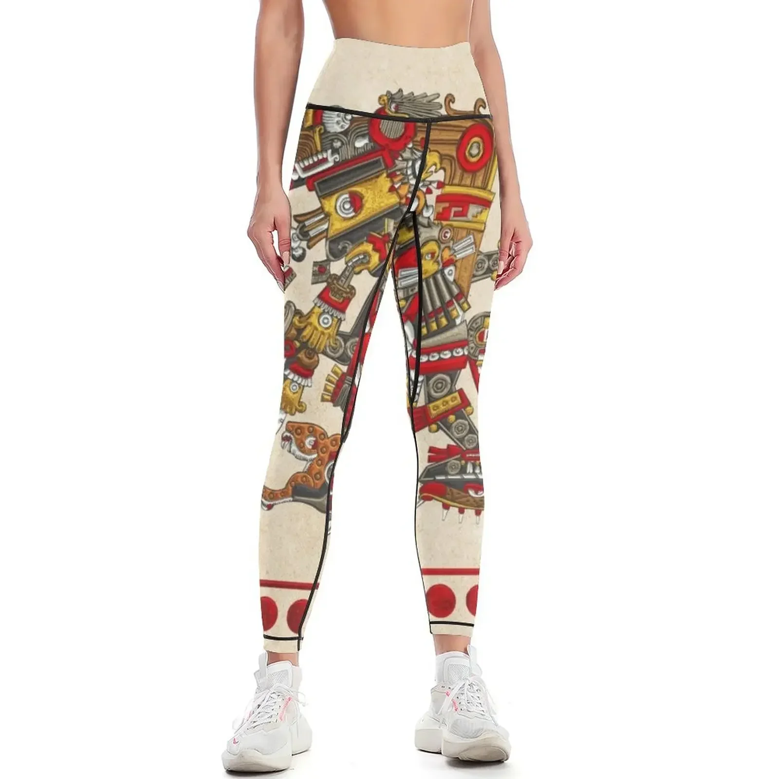 

Codex Borgia - Aztec Gods - Tezcatlipoca - Smoking Mirror on Vellum Leggings gym clothing Clothing fitness Womens Leggings