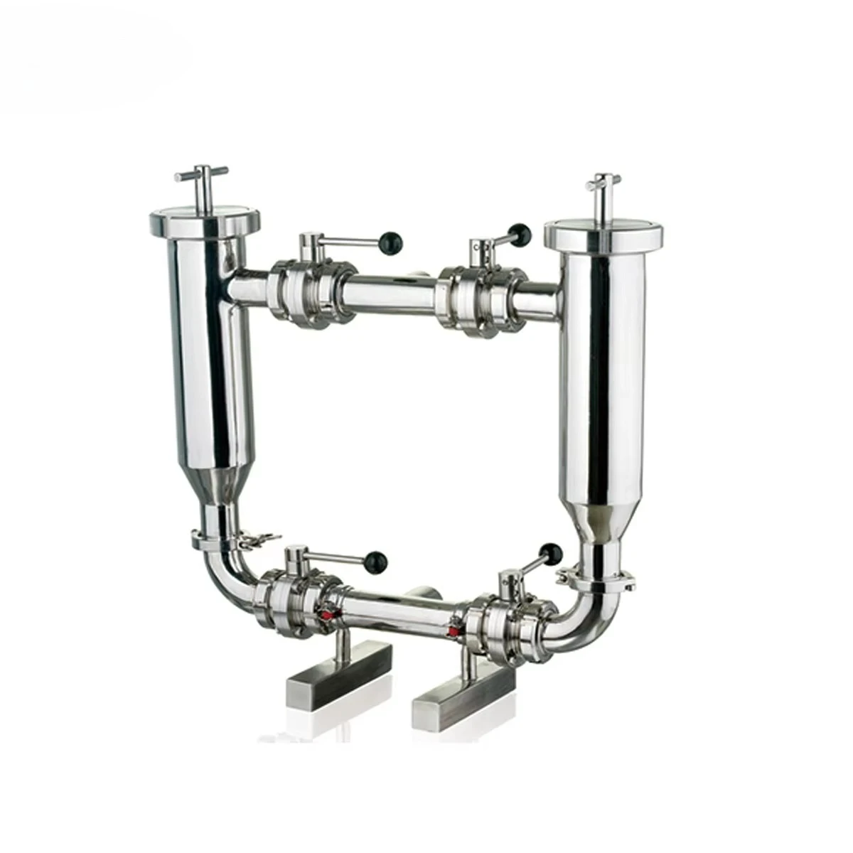 Complete Set  Industry Filter 0.1um Liquid Gas Stainless Steel Tank Vessel Sanitary Duplex Filter