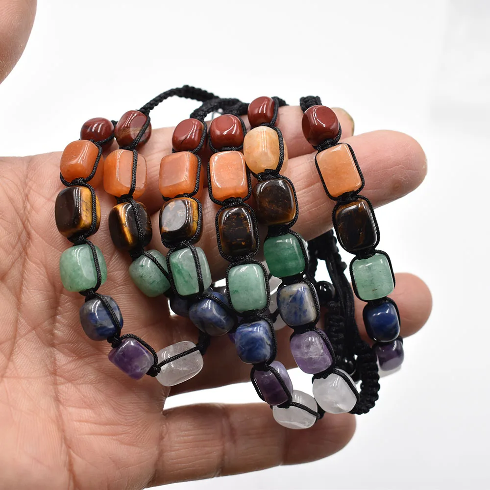 Großhandel 6 Stück/Set Modische Naturstein 7 Chakren Armbänder Kristall Armband Damen Herren Schmuck kostenloser Versand – Detail 1