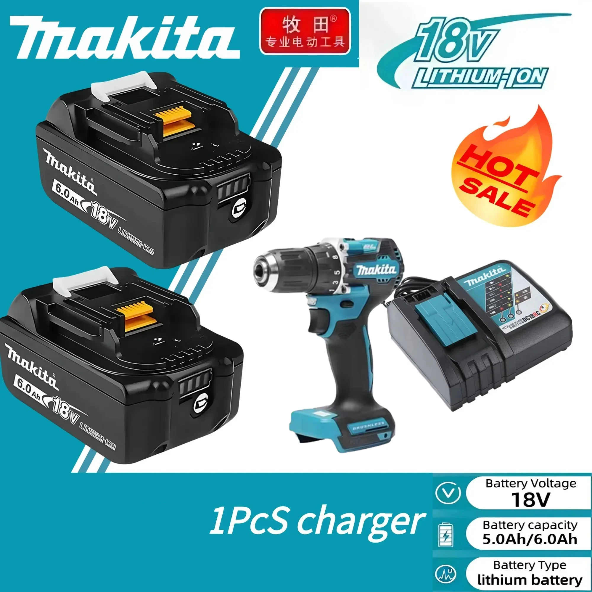 

100% Genuine 18V Makita 5Ah 6Ah 9Ah Makita Battery BL1840 BL1830B BL1850B BL1850 BL1860 BL1815 Replacement Lithium Battery
