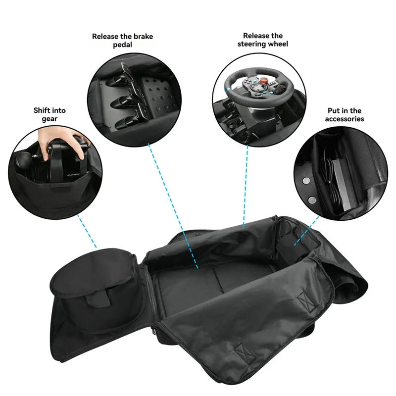 

PHILE-Portable Storage Bag For Logitech G29 Racing Steering Wheel+ Brake Pedal+ Gear Shift Carrying Case Protective Case