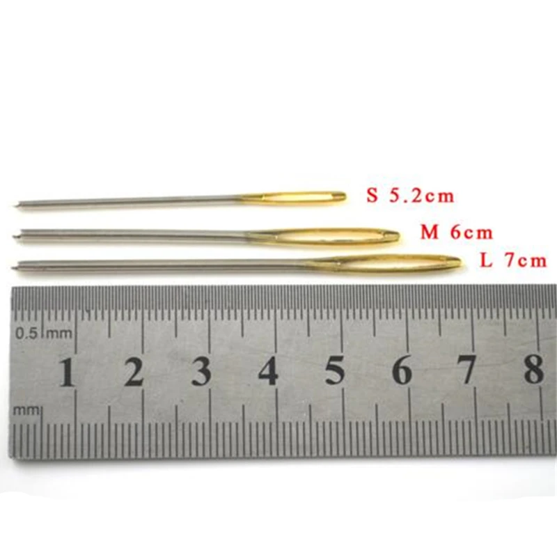 18pcs 7/6/5.2cm 3 Size Large Leather Hand Sewing Needles Durable Gold Eye Needle Embroidery Tapestry Home Wool DIY Sewing Needle