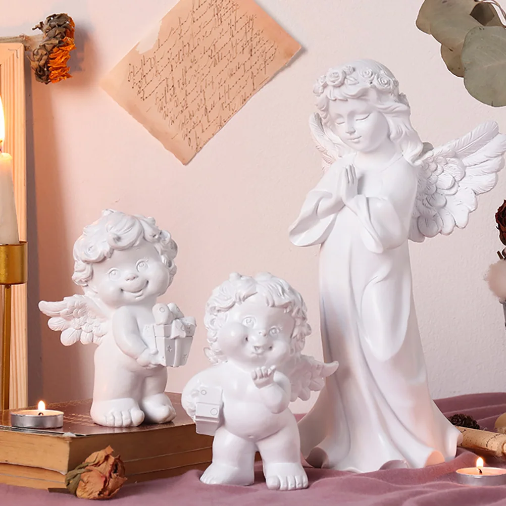 

Retro Angel Sculpture Sculptures Figurines Statue Figure Guardian Praying Decorations Porcelain Angels Desktop
