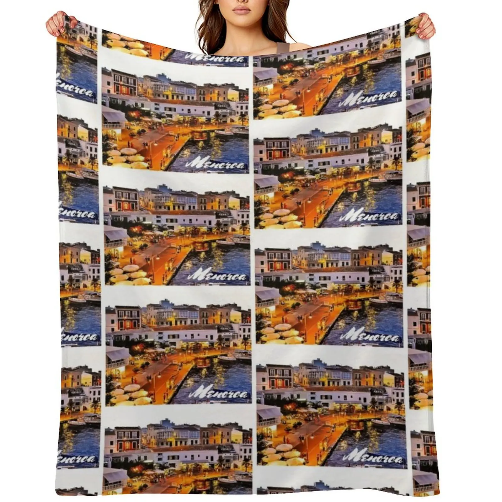 menorca spain art print Throw Blanket Decorative Sofas Sofa Hairys Thin Blankets