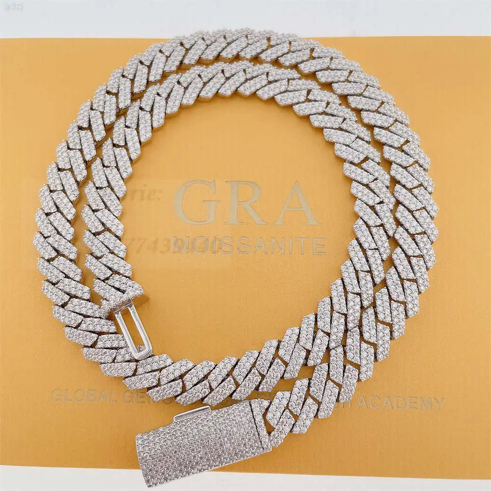 

Fashion Chain Pass Diamond Tester Jewelry 10mm Width S925 Hip Hop Necklace Vvs Moissanite Diamond Cuban Link Iced Out Cuban Link