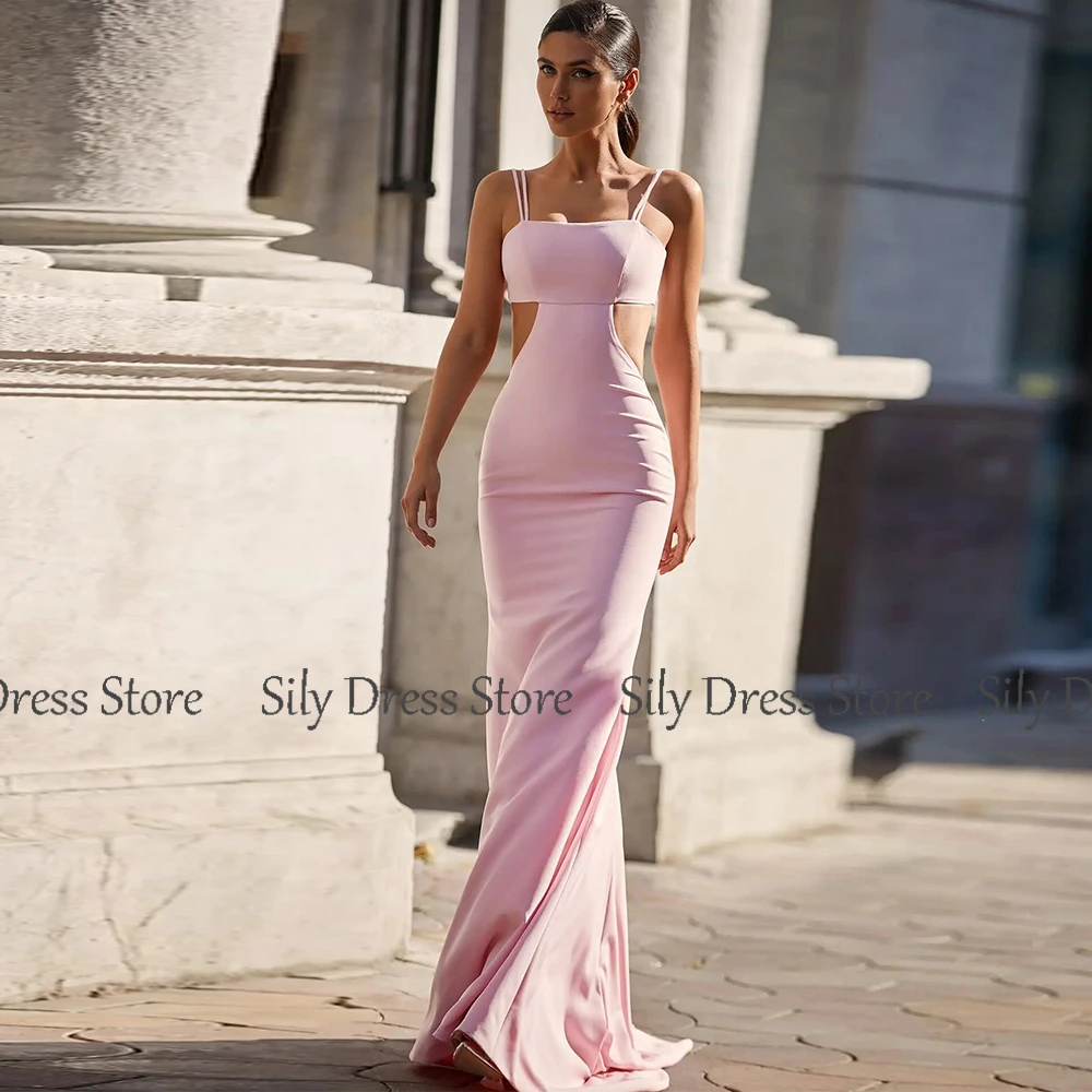 Chic Party Dresses for Women 2024 Jersey Trumpet Formal Evening Dress Lilac Spaghetti strap Hollow Clubbing Gown Sweep Train