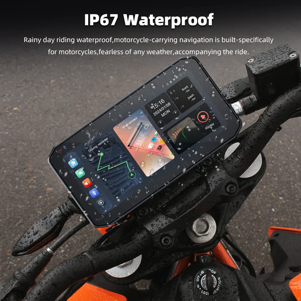 6.25\" HD Wireless CarPlay Screen for Motorbikes Android Auto with Two Cameras DVR Tire Pressure TMPS BSD-Motorcycle Accessories