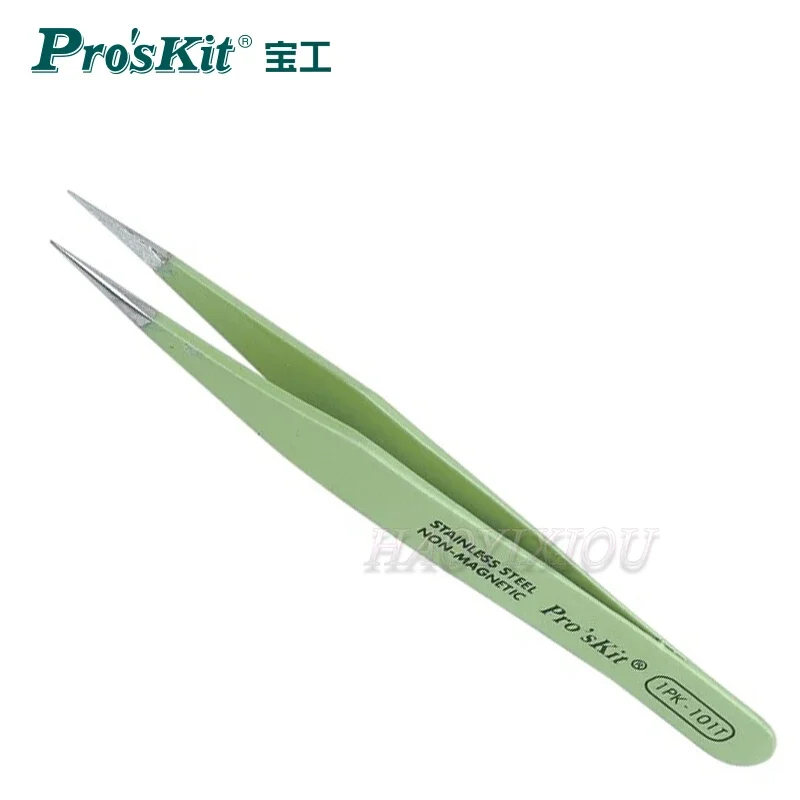 Proskit 1PK-101T 120mm Insulated Tweezer Non-magnetic Anti-static Round Cuspid Straight Tweezer For Soldering Station