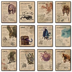 Retro D&D Monster Manual Game Dungeons & Dragons Creature Poster Canvas Painting Wall Art Picture Home Club Decor Gift