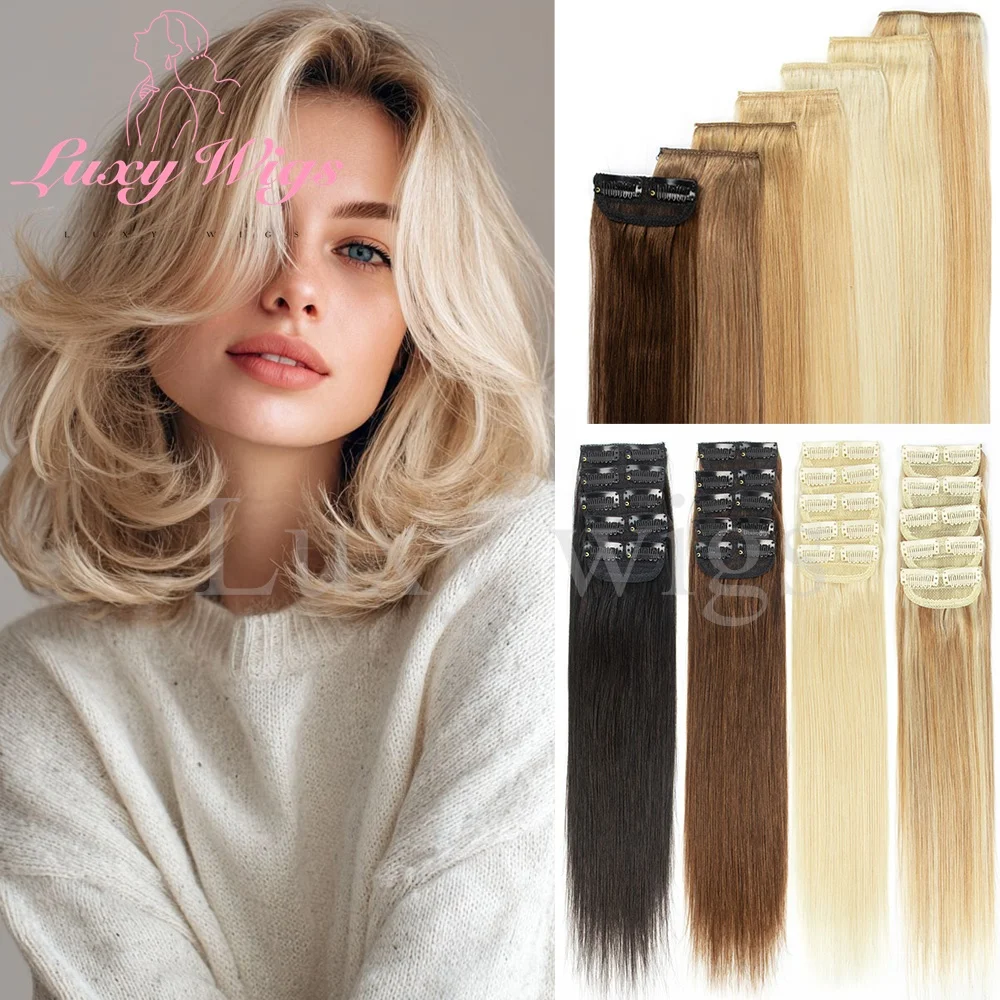 

5 шт., короткие заколки для наращивания волос, настоящие человеческие волосы, невидимые мини-короткие заколки для женщин, коричневые, светлые заколки для волос